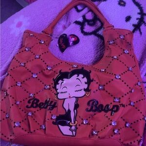 Betty Boop Vintage Orange Shoulder Bag With Rhinestones NWT